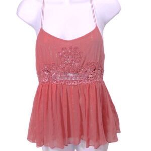 Anthropologie Manoush Pink Metallic Embellished Camisole